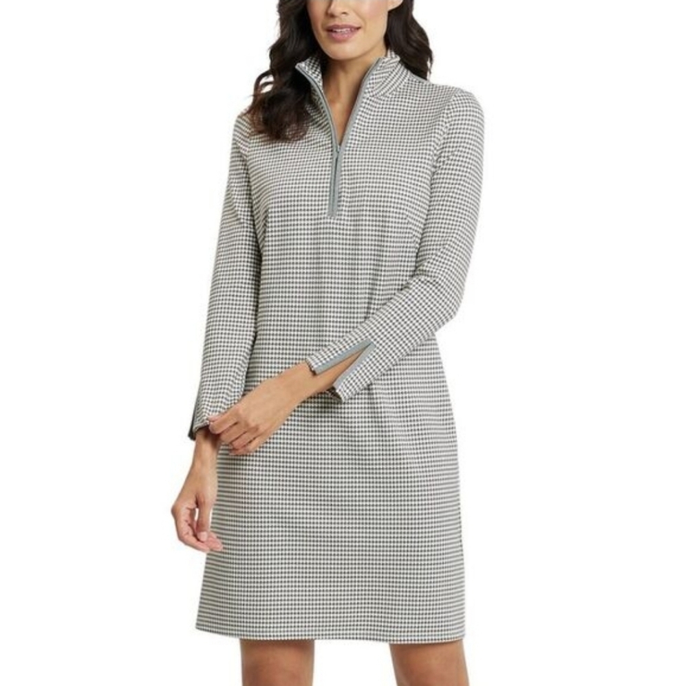 Jude Connally Anna Houndstooth Long Sleeve Dress Medium